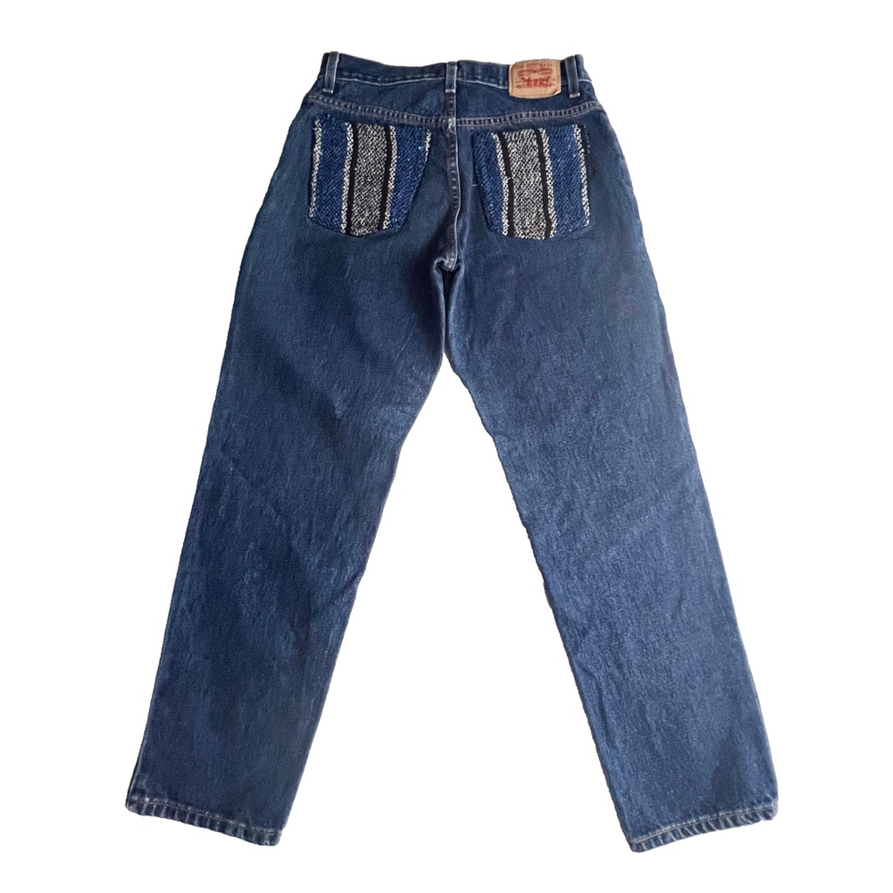 Urban Renewal Vintage Levis 550 Jeans Womens Sz 10S Black Reworked Western Boho